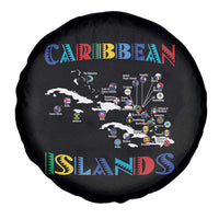 Caribbean Islands Spare Tire Cover Caribbean Sea Tour Map Flag - Wonder Print Shop