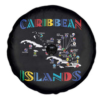 Caribbean Islands Spare Tire Cover Caribbean Sea Tour Map Flag - Wonder Print Shop