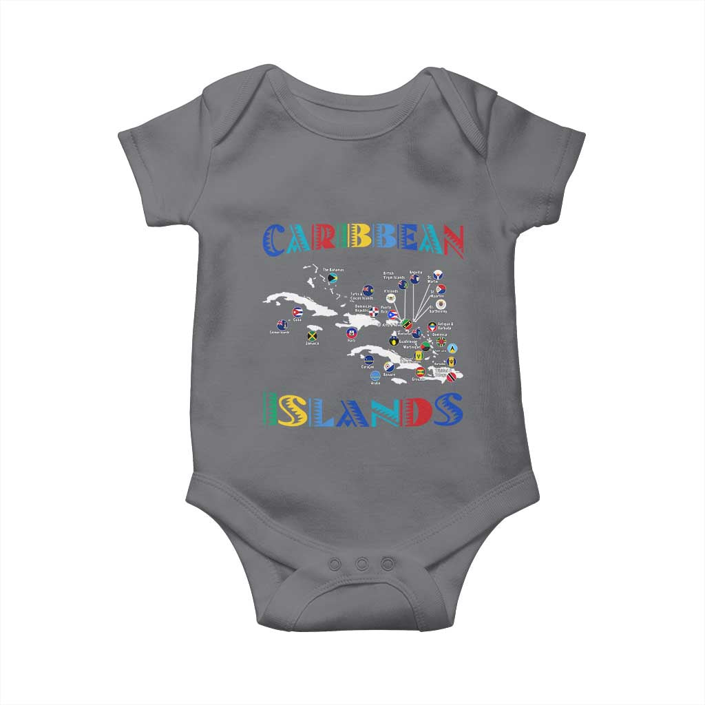 Caribbean Islands Baby Onesie Caribbean Sea Tour Map Flag - Wonder Print Shop