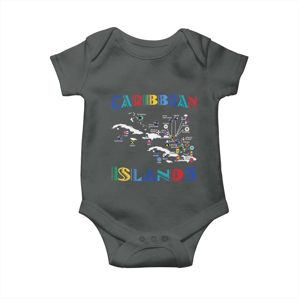Caribbean Islands Baby Onesie Caribbean Sea Tour Map Flag - Wonder Print Shop