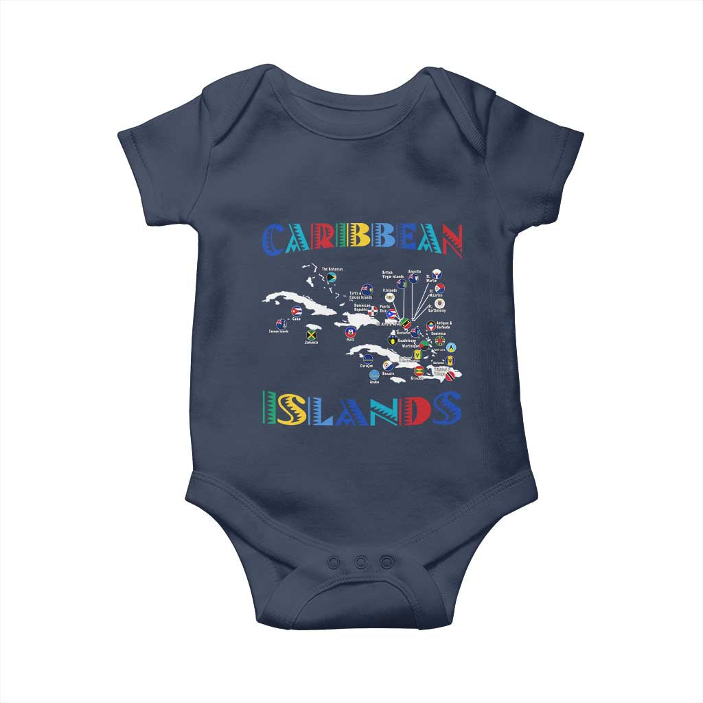 Caribbean Islands Baby Onesie Caribbean Sea Tour Map Flag - Wonder Print Shop