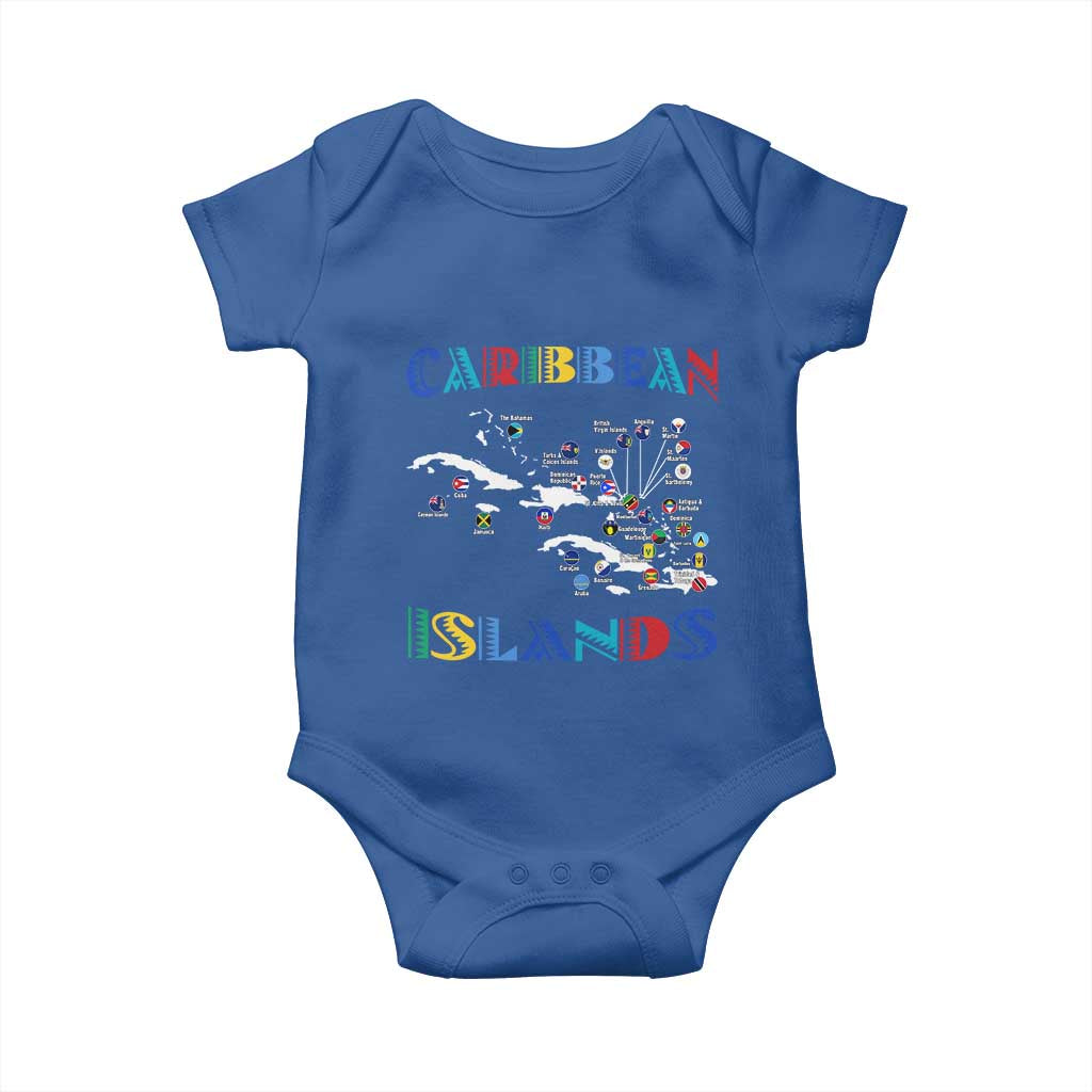 Caribbean Islands Baby Onesie Caribbean Sea Tour Map Flag - Wonder Print Shop