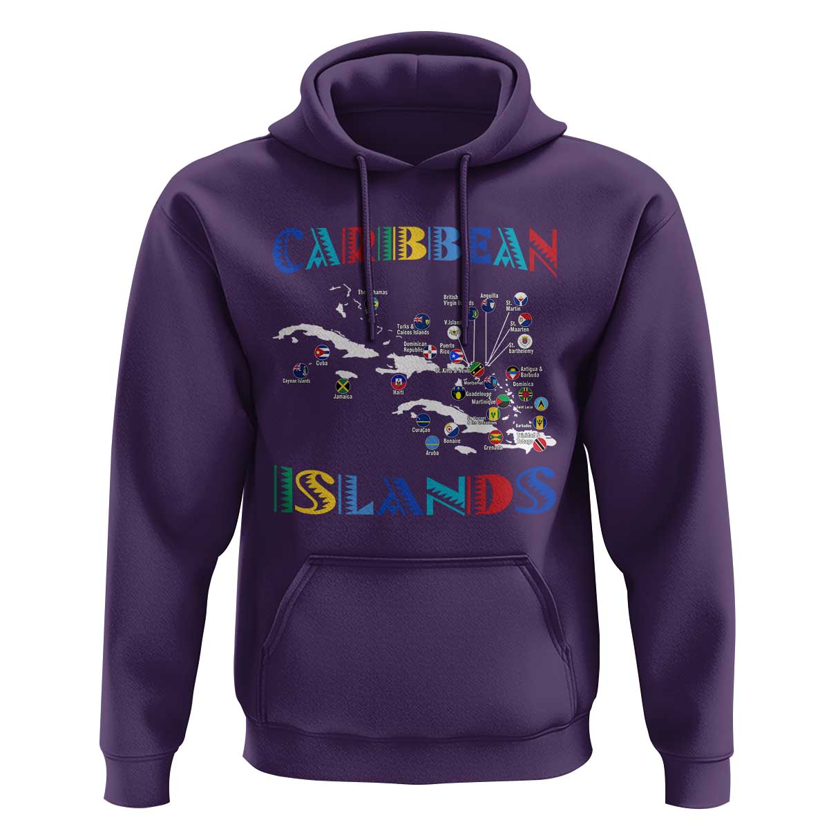Caribbean Islands Hoodie Caribbean Sea Tour Map Flag - Wonder Print Shop