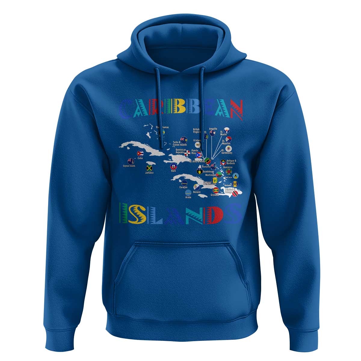 Caribbean Islands Hoodie Caribbean Sea Tour Map Flag - Wonder Print Shop