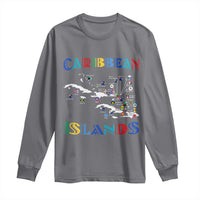 Caribbean Islands Long Sleeve Shirt Caribbean Sea Tour Map Flag - Wonder Print Shop