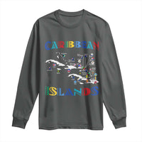 Caribbean Islands Long Sleeve Shirt Caribbean Sea Tour Map Flag - Wonder Print Shop
