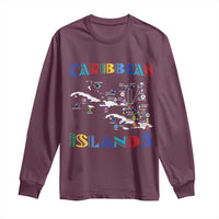 Caribbean Islands Long Sleeve Shirt Caribbean Sea Tour Map Flag - Wonder Print Shop