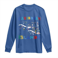 Caribbean Islands Long Sleeve Shirt Caribbean Sea Tour Map Flag - Wonder Print Shop