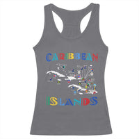 Caribbean Islands Racerback Tank Top Caribbean Sea Tour Map Flag - Wonder Print Shop