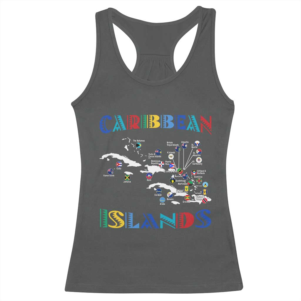 Caribbean Islands Racerback Tank Top Caribbean Sea Tour Map Flag - Wonder Print Shop