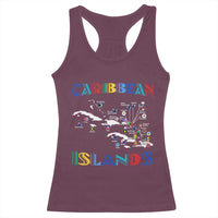 Caribbean Islands Racerback Tank Top Caribbean Sea Tour Map Flag - Wonder Print Shop