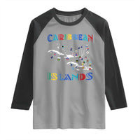 Caribbean Islands Raglan Shirt Caribbean Sea Tour Map Flag - Wonder Print Shop