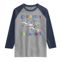 Caribbean Islands Raglan Shirt Caribbean Sea Tour Map Flag - Wonder Print Shop