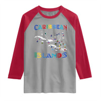 Caribbean Islands Raglan Shirt Caribbean Sea Tour Map Flag - Wonder Print Shop