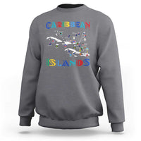 Caribbean Islands Sweatshirt Caribbean Sea Tour Map Flag - Wonder Print Shop