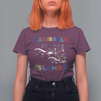 Caribbean Islands T Shirt For Women Caribbean Sea Tour Map Flag - Wonder Print Shop