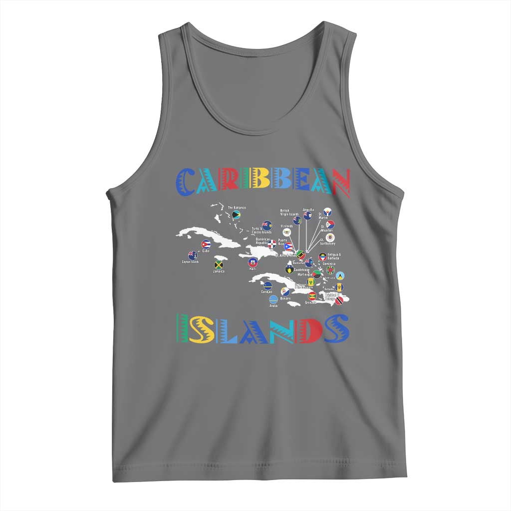 Caribbean Islands Tank Top Caribbean Sea Tour Map Flag - Wonder Print Shop