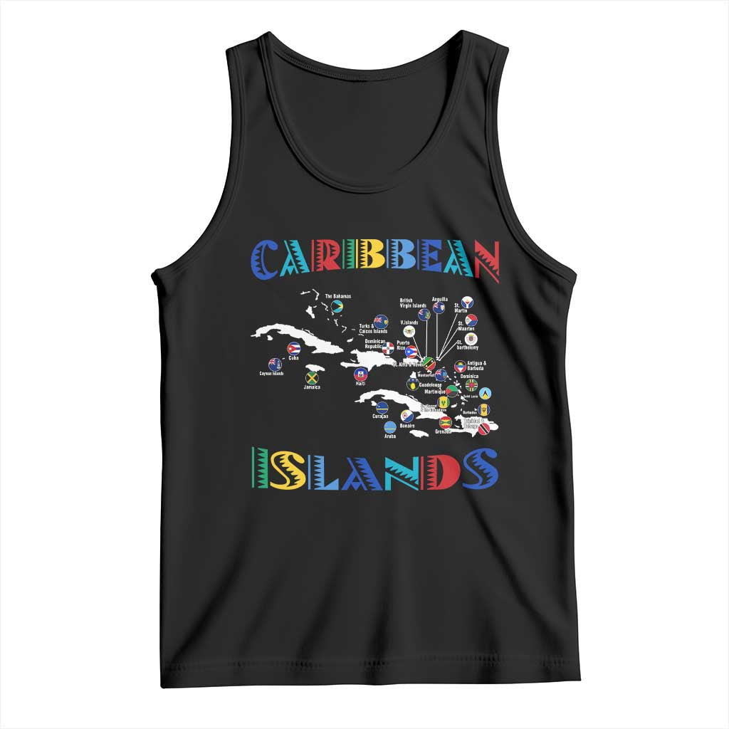 Caribbean Islands Tank Top Caribbean Sea Tour Map Flag - Wonder Print Shop