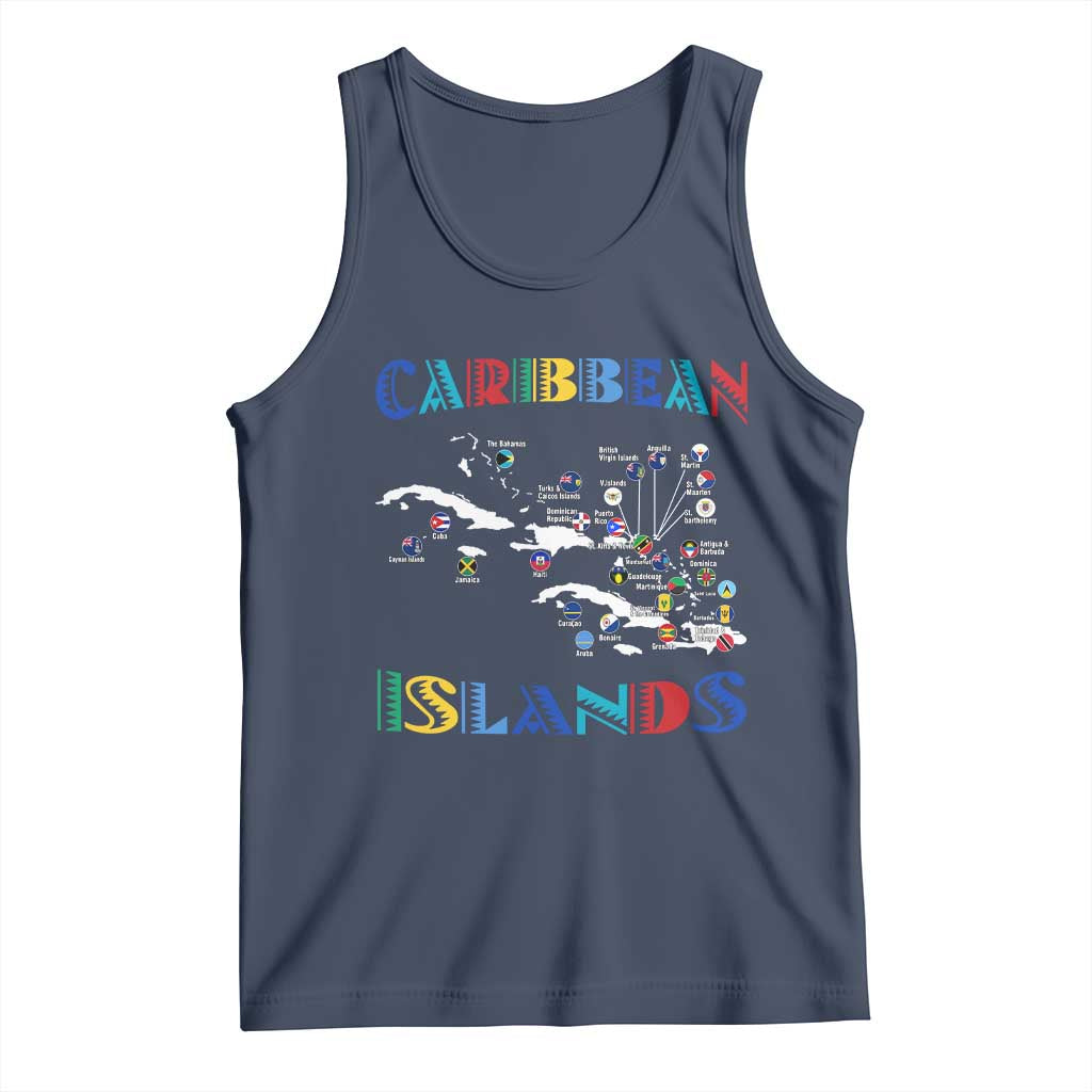 Caribbean Islands Tank Top Caribbean Sea Tour Map Flag - Wonder Print Shop