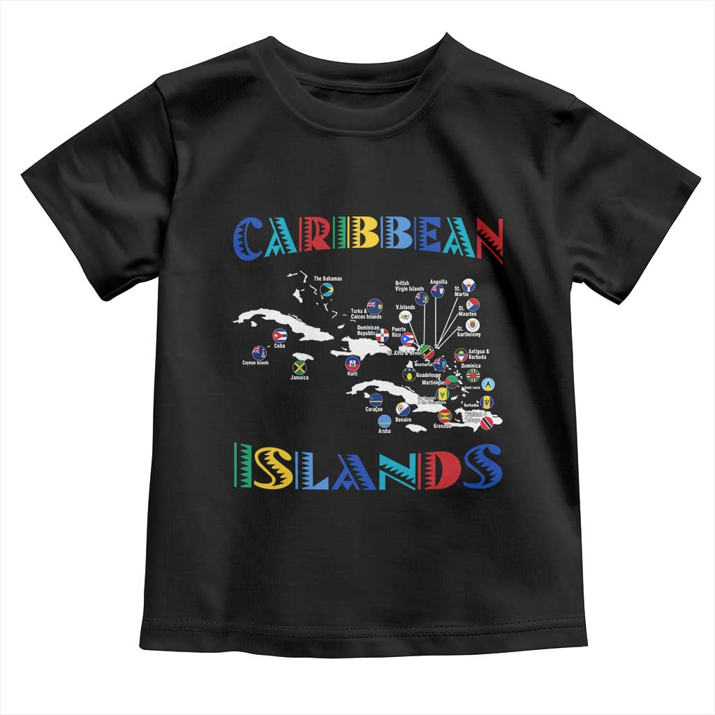Caribbean Islands Toddler T Shirt Caribbean Sea Tour Map Flag - Wonder Print Shop