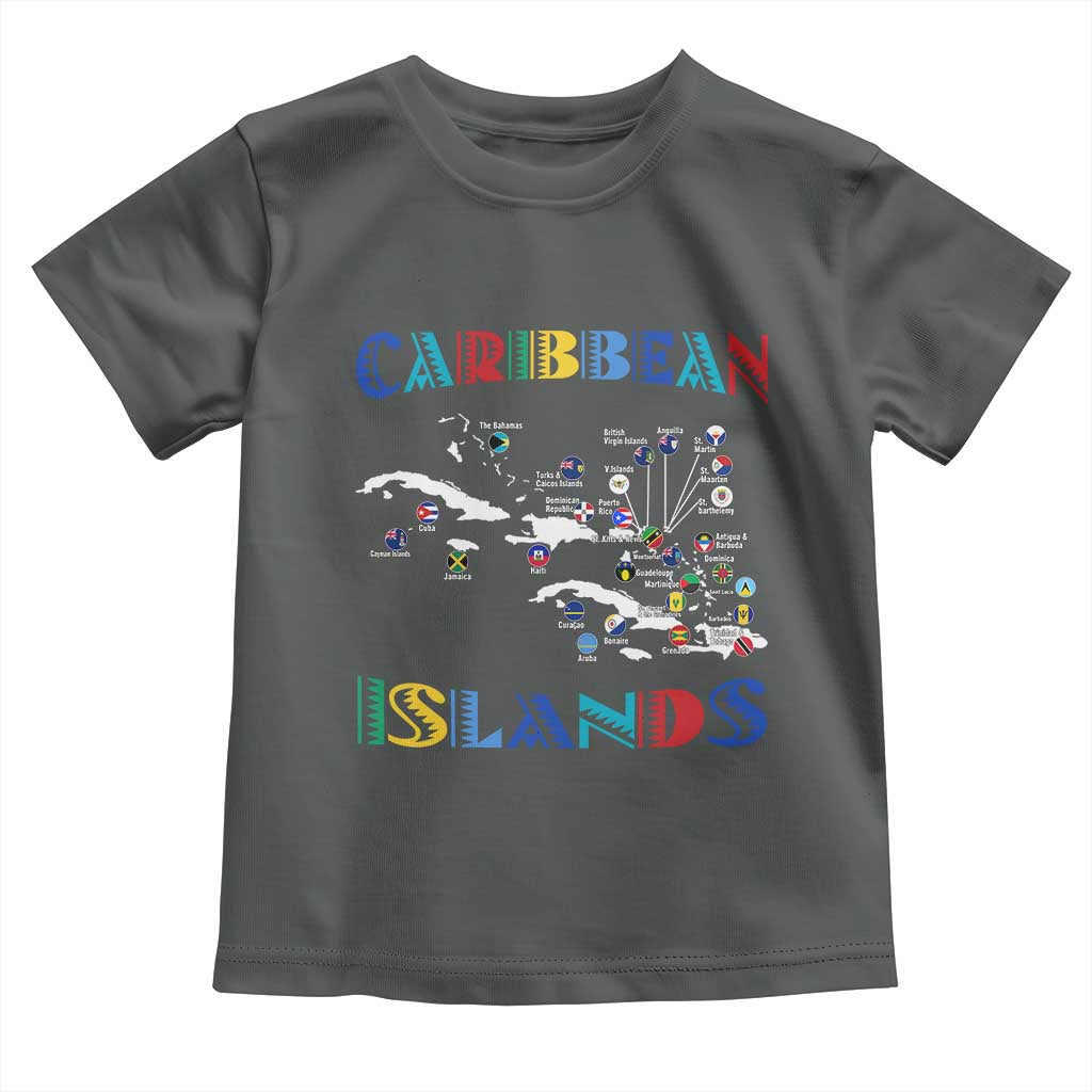 Caribbean Islands Toddler T Shirt Caribbean Sea Tour Map Flag - Wonder Print Shop
