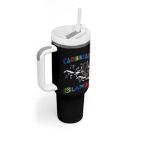 Caribbean Islands Tumbler With Handle Caribbean Sea Tour Map Flag - Wonder Print Shop