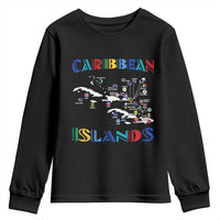 Caribbean Islands Youth Sweatshirt Caribbean Sea Tour Map Flag - Wonder Print Shop