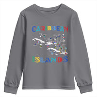 Caribbean Islands Youth Sweatshirt Caribbean Sea Tour Map Flag - Wonder Print Shop
