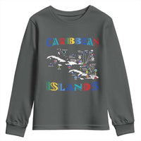 Caribbean Islands Youth Sweatshirt Caribbean Sea Tour Map Flag - Wonder Print Shop