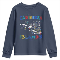 Caribbean Islands Youth Sweatshirt Caribbean Sea Tour Map Flag - Wonder Print Shop