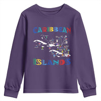 Caribbean Islands Youth Sweatshirt Caribbean Sea Tour Map Flag - Wonder Print Shop