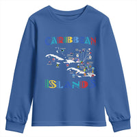 Caribbean Islands Youth Sweatshirt Caribbean Sea Tour Map Flag - Wonder Print Shop