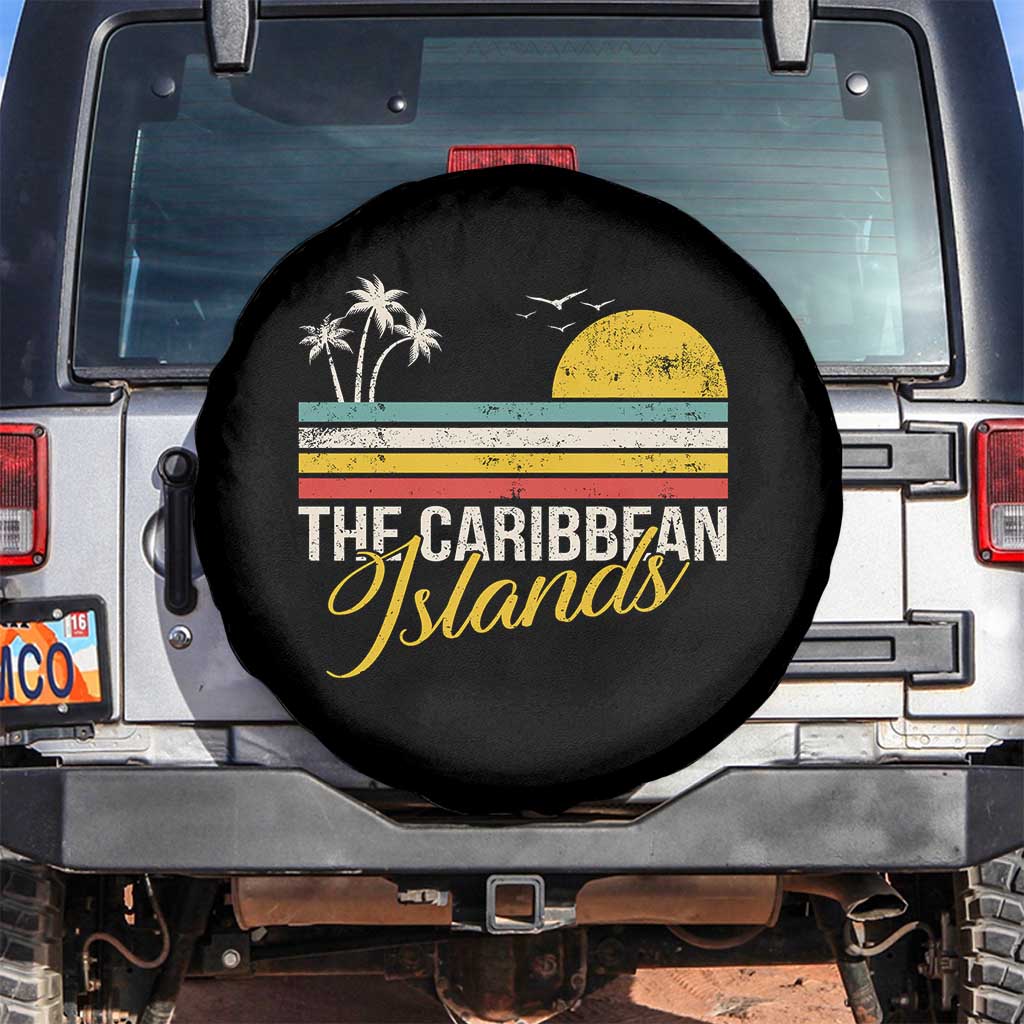 The Caribbean Islands Spare Tire Cover Retro Vacation Beach Caribbean Sea Tour - Wonder Print Shop