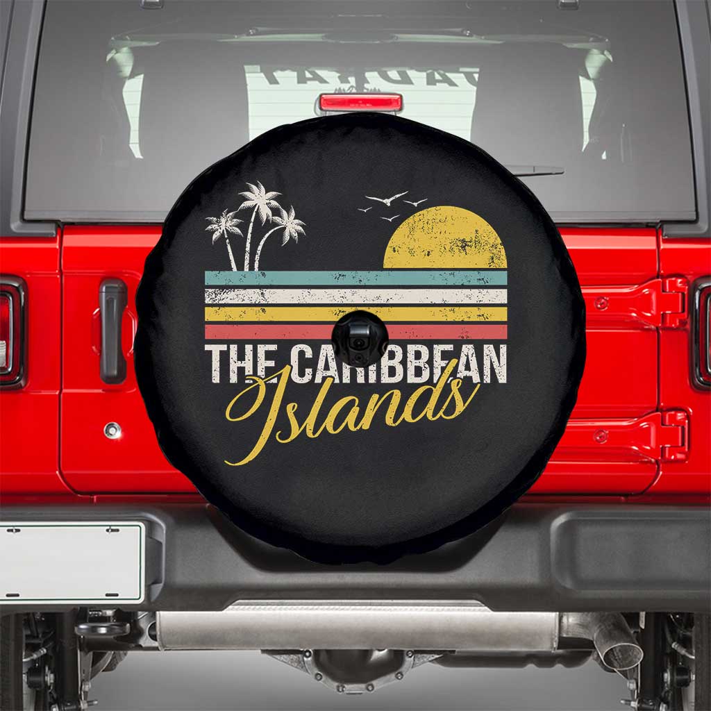 The Caribbean Islands Spare Tire Cover Retro Vacation Beach Caribbean Sea Tour - Wonder Print Shop