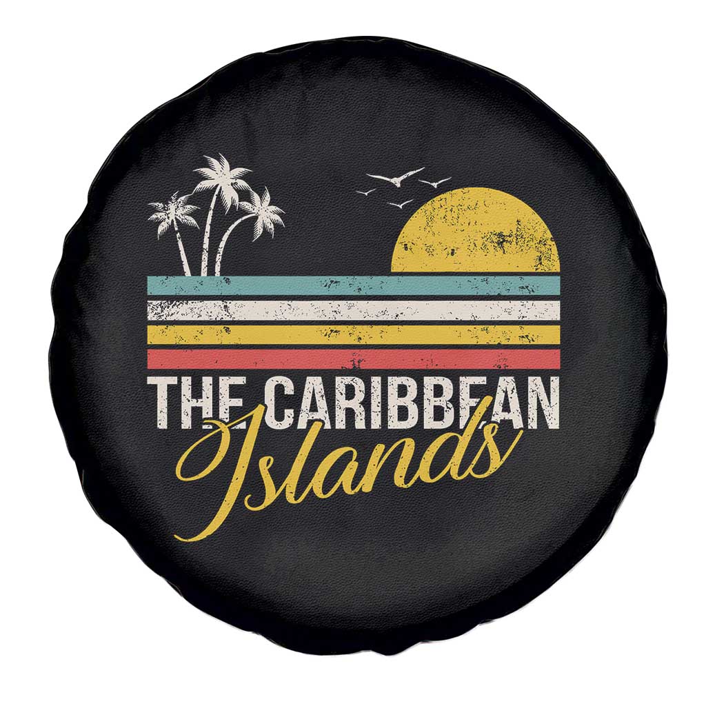 The Caribbean Islands Spare Tire Cover Retro Vacation Beach Caribbean Sea Tour - Wonder Print Shop