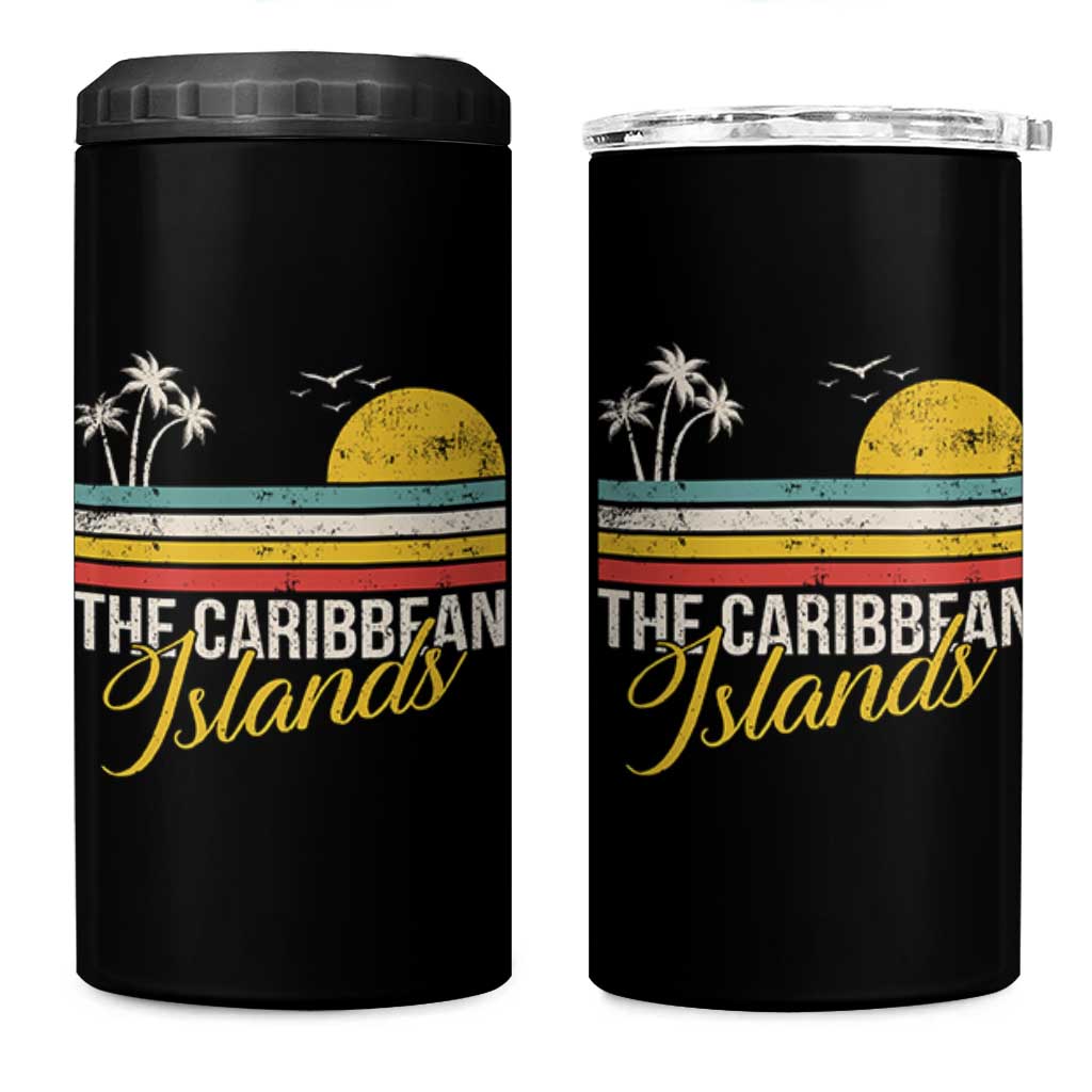 The Caribbean Islands 4 in 1 Can Cooler Tumbler Retro Vacation Beach Caribbean Sea Tour - Wonder Print Shop