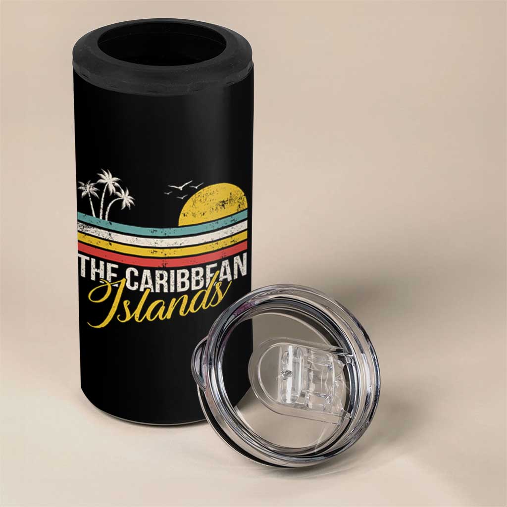 The Caribbean Islands 4 in 1 Can Cooler Tumbler Retro Vacation Beach Caribbean Sea Tour - Wonder Print Shop