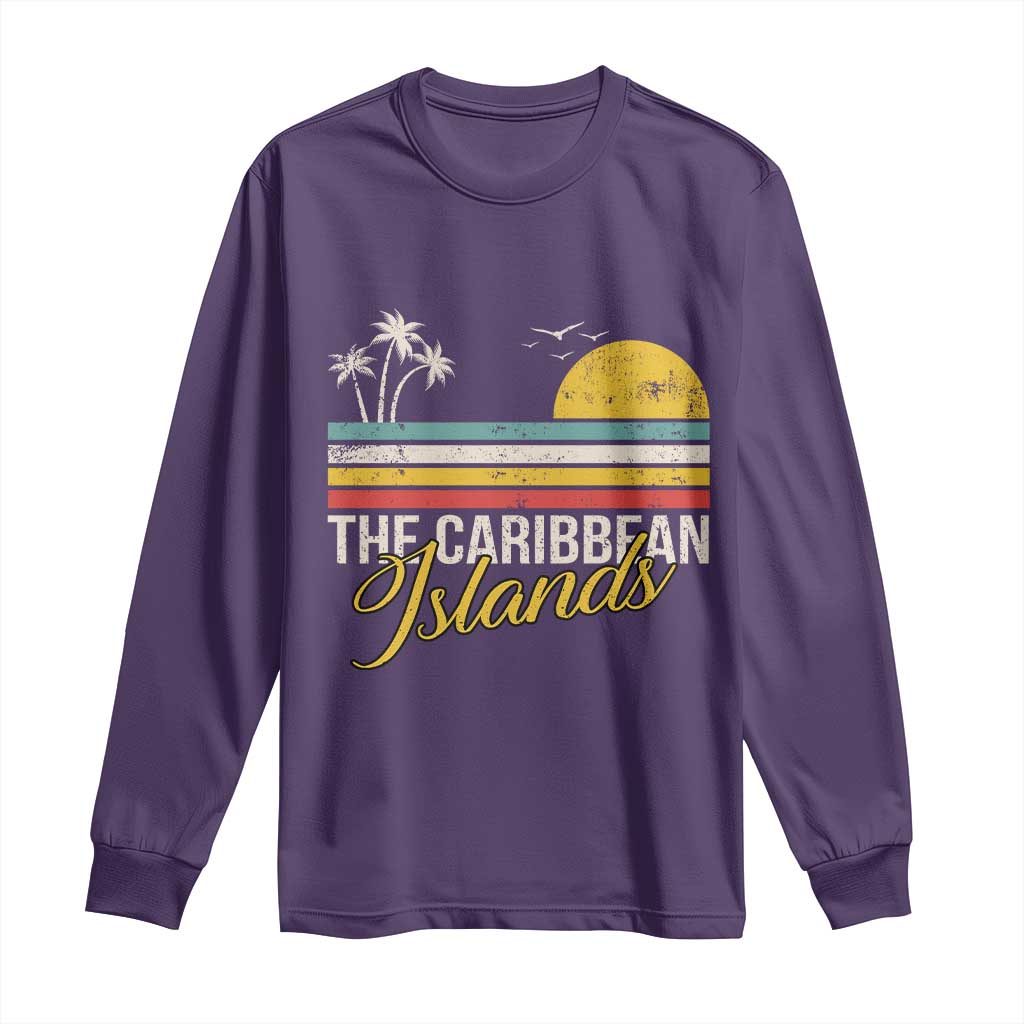 The Caribbean Islands Long Sleeve Shirt Retro Vacation Beach Caribbean Sea Tour - Wonder Print Shop