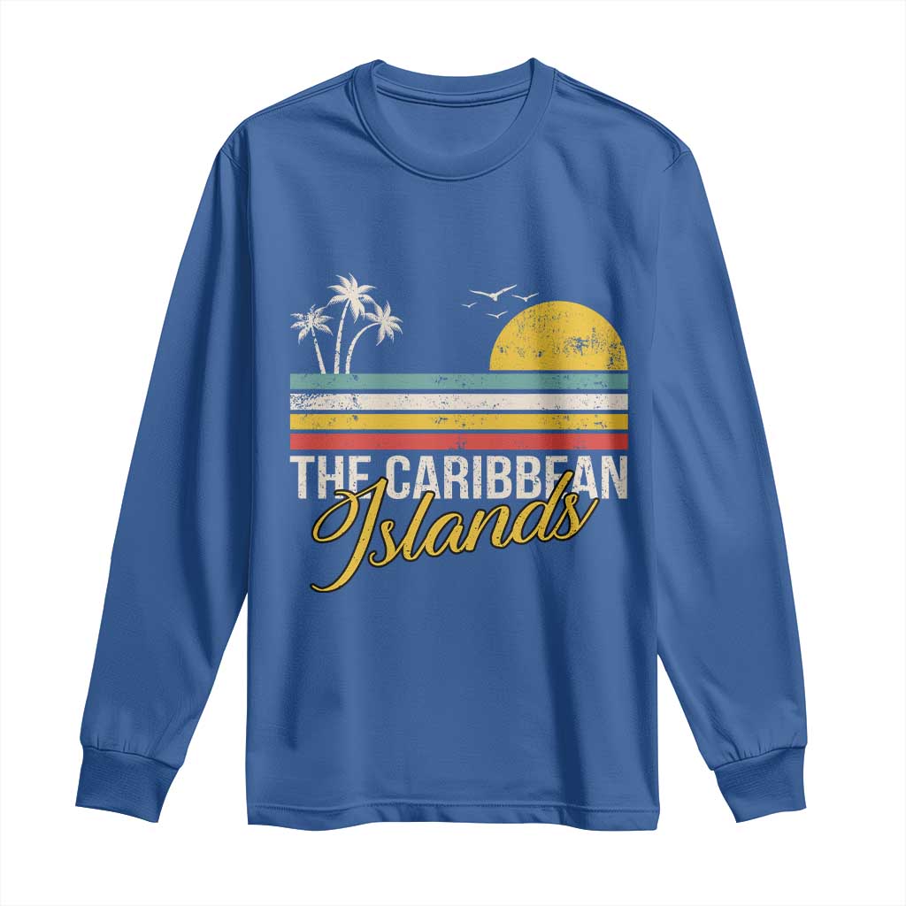 The Caribbean Islands Long Sleeve Shirt Retro Vacation Beach Caribbean Sea Tour - Wonder Print Shop