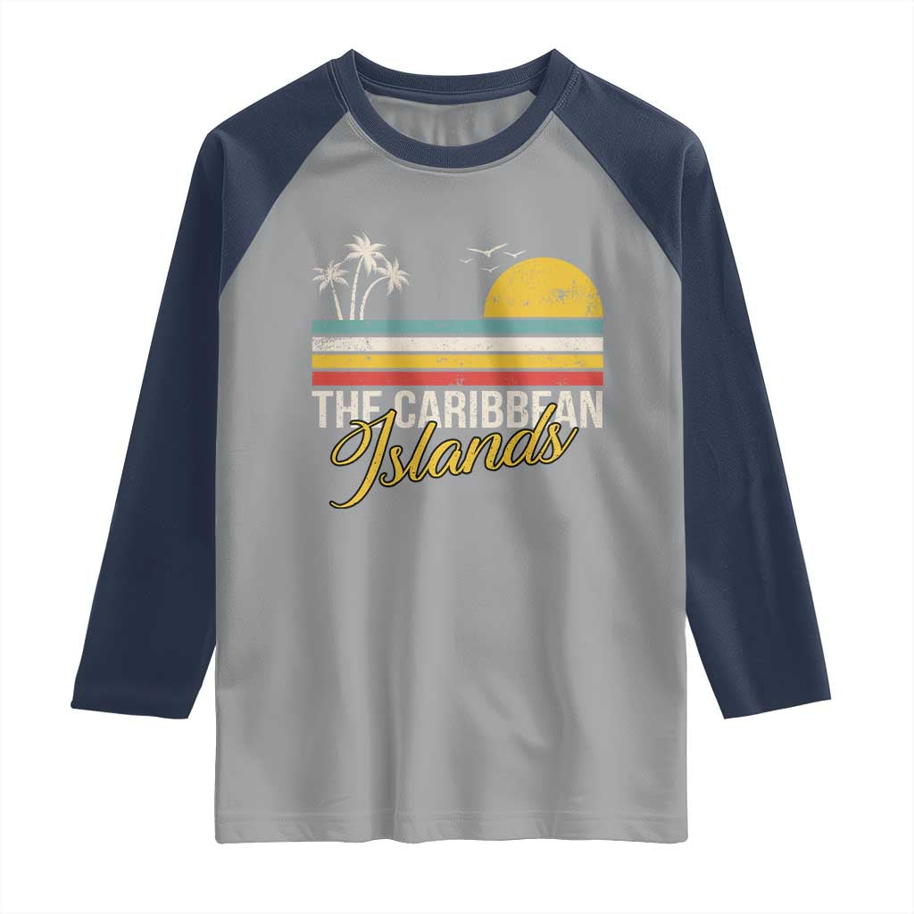 The Caribbean Islands Raglan Shirt Retro Vacation Beach Caribbean Sea Tour - Wonder Print Shop