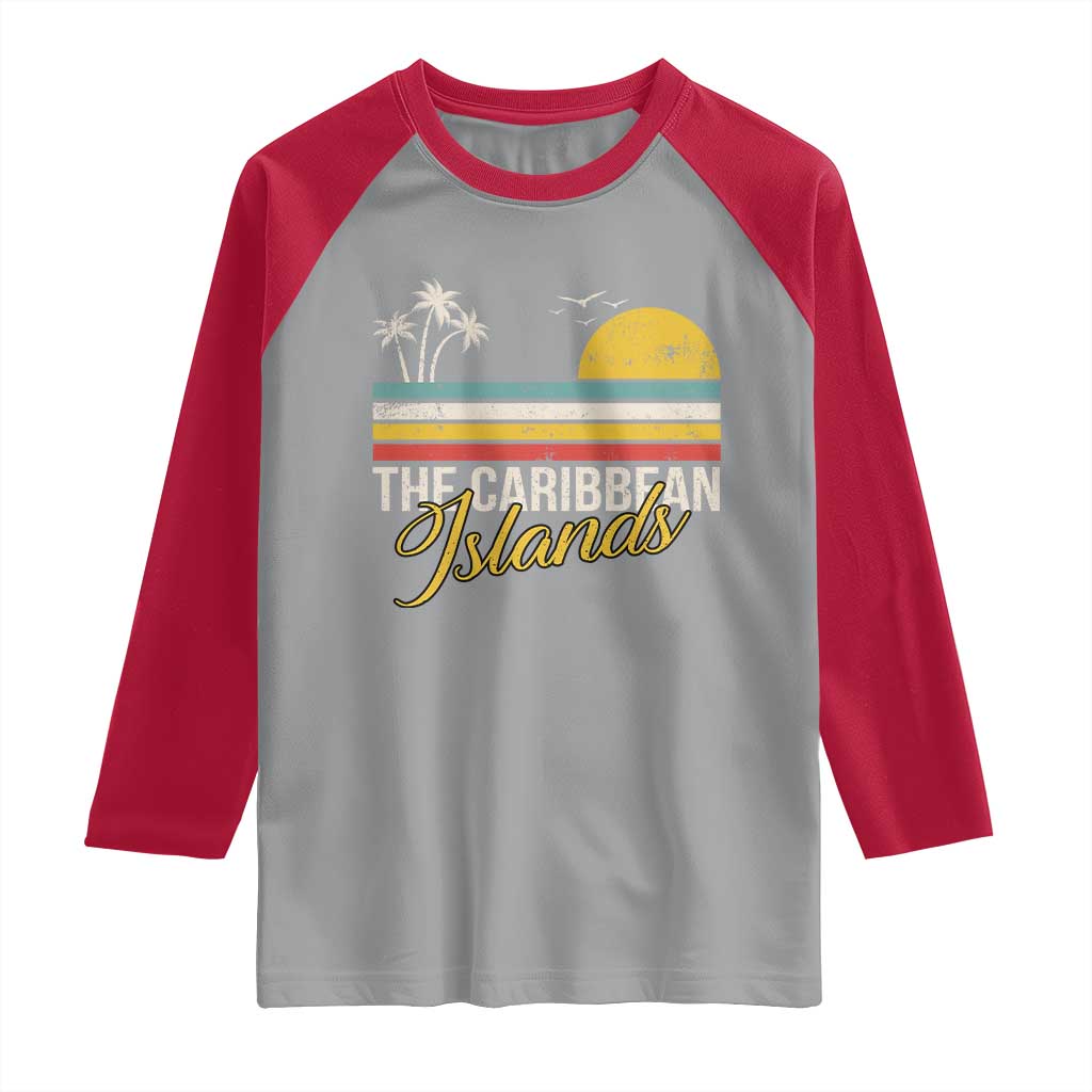 The Caribbean Islands Raglan Shirt Retro Vacation Beach Caribbean Sea Tour - Wonder Print Shop
