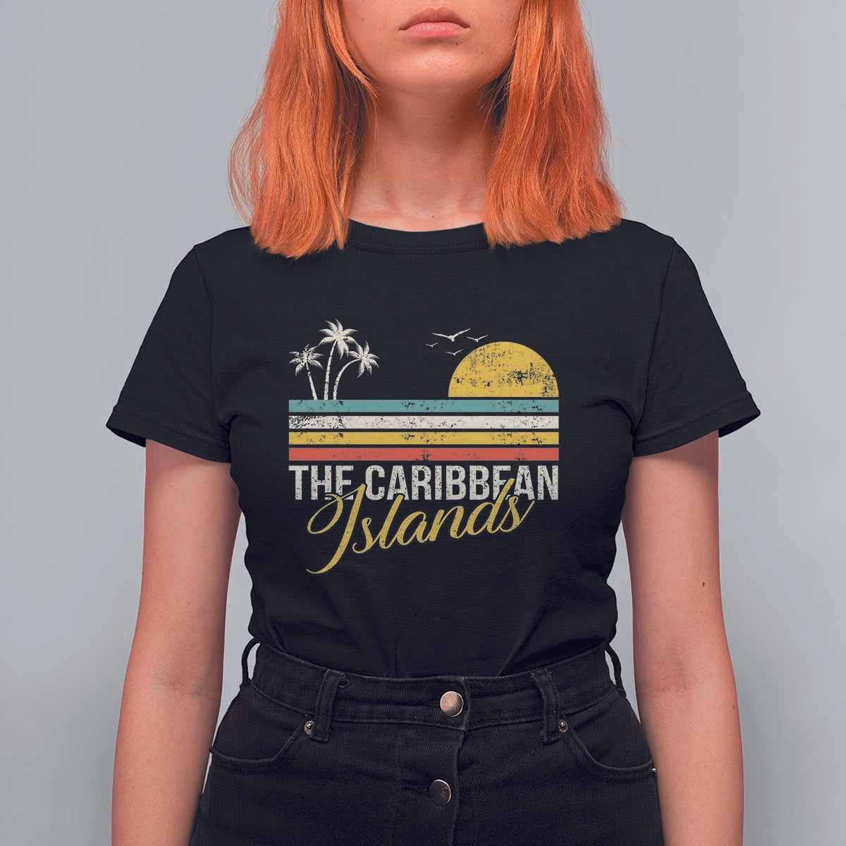 The Caribbean Islands T Shirt For Women Retro Vacation Beach Caribbean Sea Tour - Wonder Print Shop