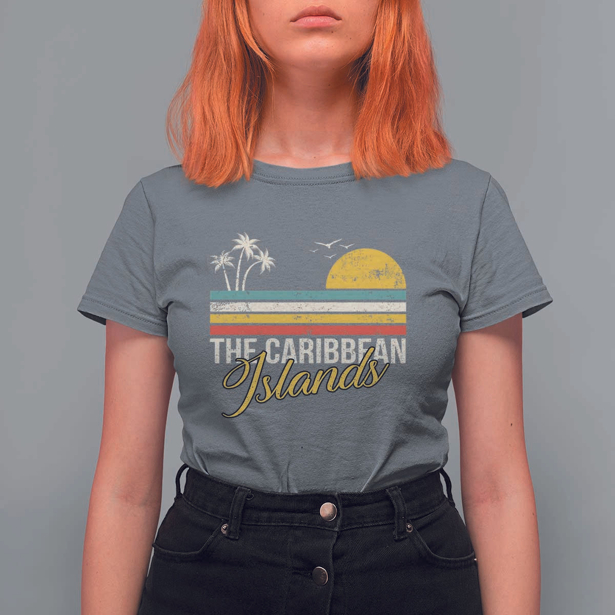 The Caribbean Islands T Shirt For Women Retro Vacation Beach Caribbean Sea Tour - Wonder Print Shop