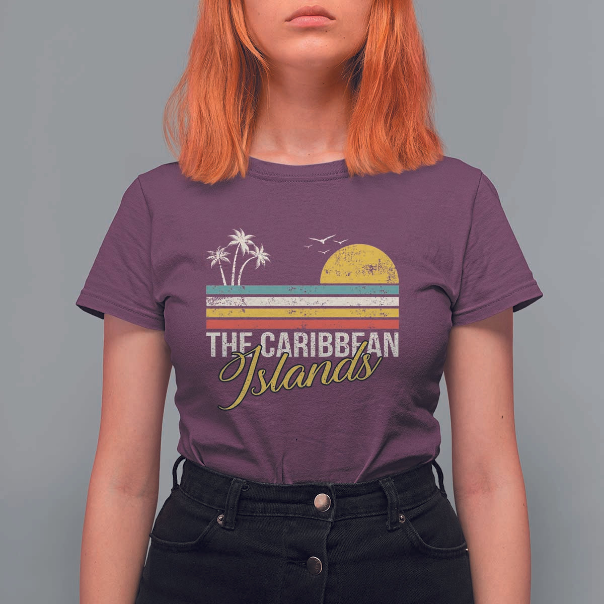 The Caribbean Islands T Shirt For Women Retro Vacation Beach Caribbean Sea Tour - Wonder Print Shop