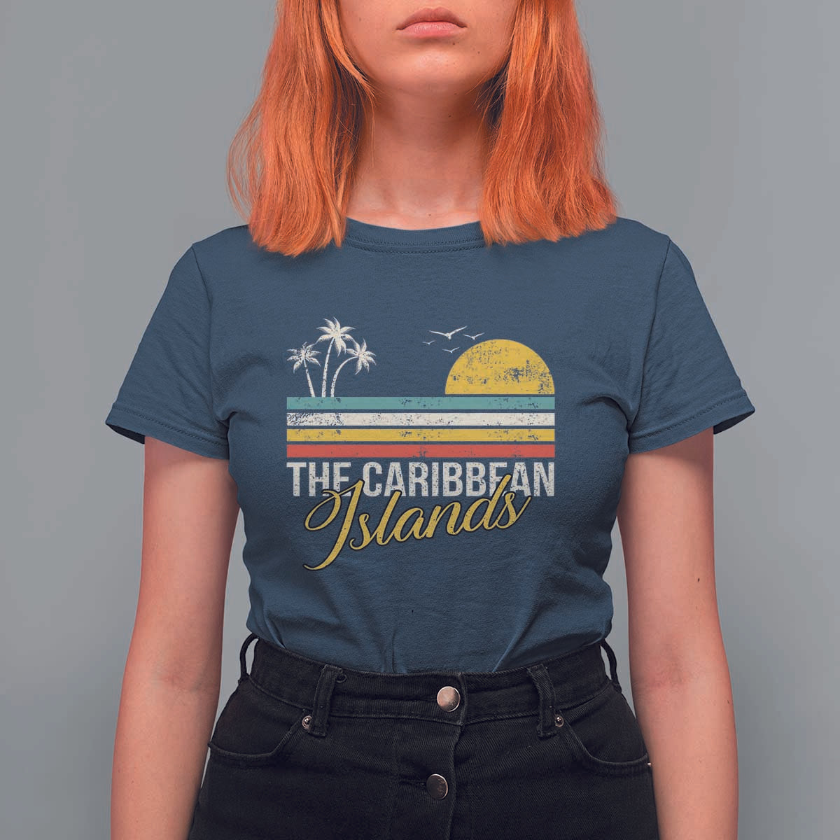 The Caribbean Islands T Shirt For Women Retro Vacation Beach Caribbean Sea Tour - Wonder Print Shop