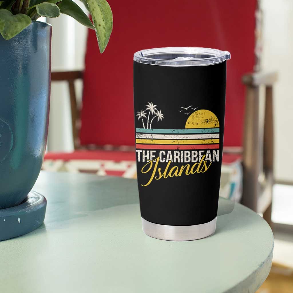 The Caribbean Islands Tumbler Cup Retro Vacation Beach Caribbean Sea Tour - Wonder Print Shop