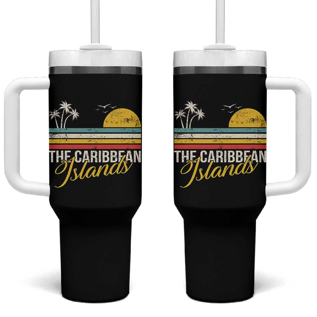 The Caribbean Islands Tumbler With Handle Retro Vacation Beach Caribbean Sea Tour - Wonder Print Shop