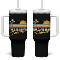 The Caribbean Islands Tumbler With Handle Retro Vacation Beach Caribbean Sea Tour - Wonder Print Shop