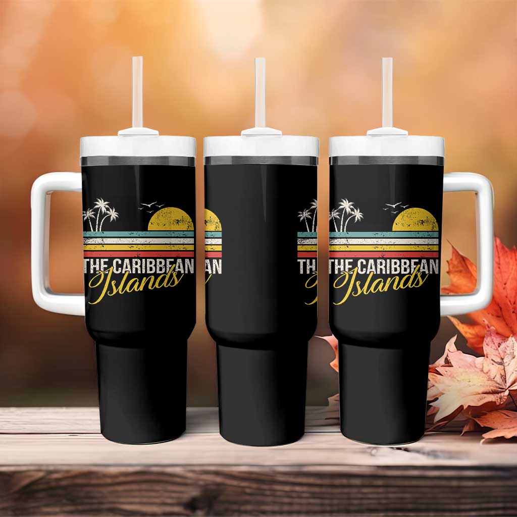 The Caribbean Islands Tumbler With Handle Retro Vacation Beach Caribbean Sea Tour - Wonder Print Shop