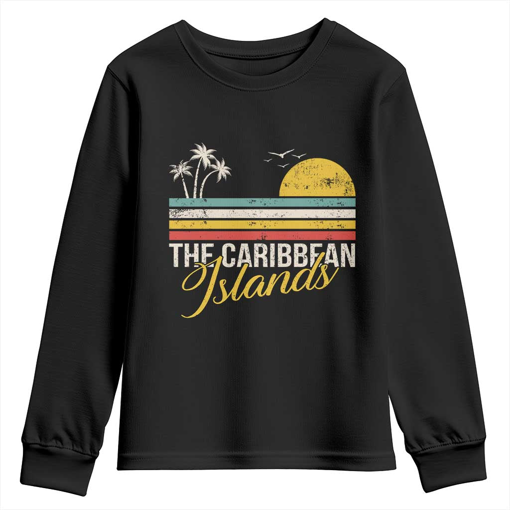 The Caribbean Islands Youth Sweatshirt Retro Vacation Beach Caribbean Sea Tour - Wonder Print Shop